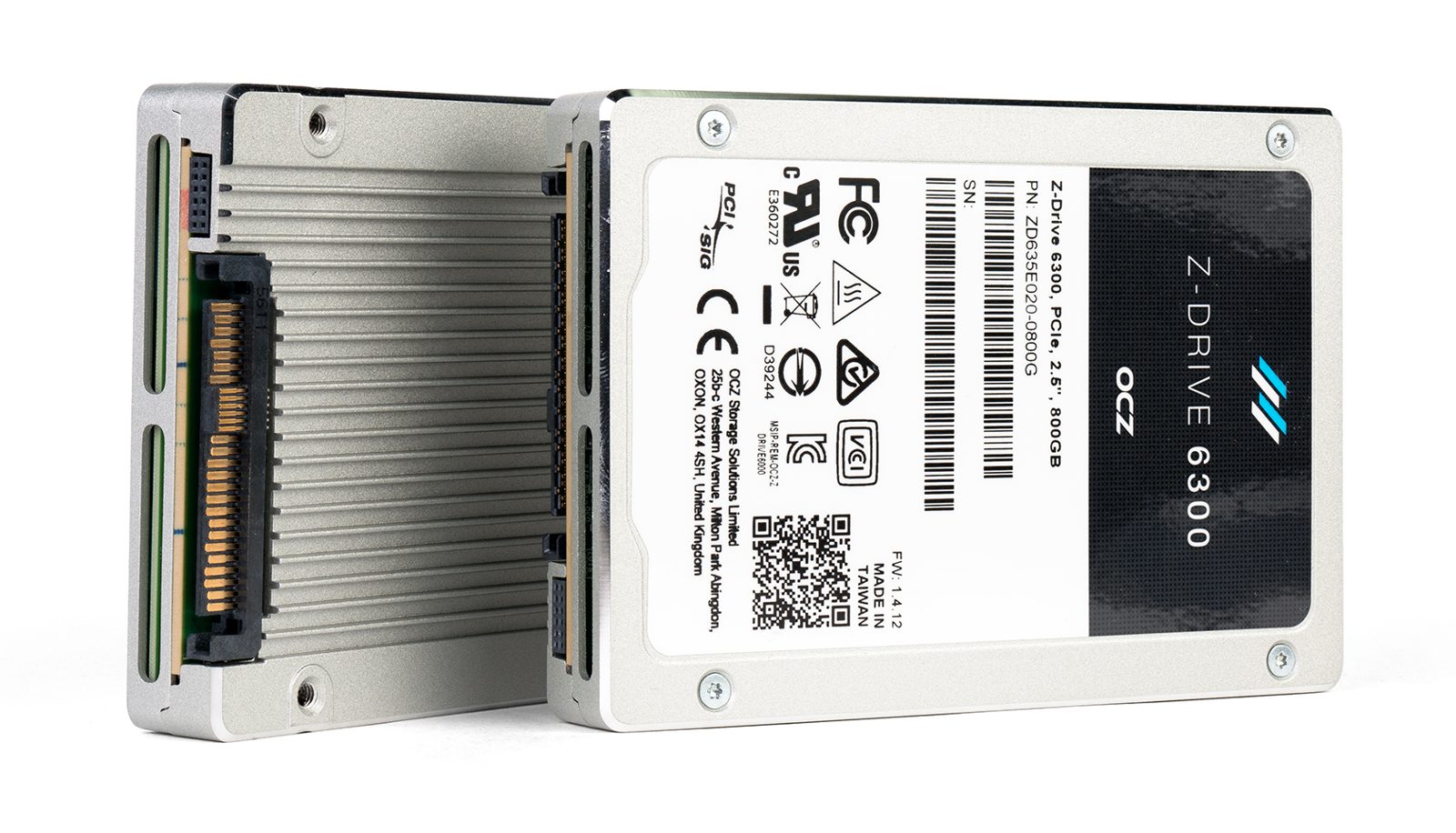 An OCZ Z-Drive 6300 NVMe SSD in the 2.5-inch U.2 form factor